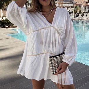 ZARA White Rustic Blouse Cover Up Tunic